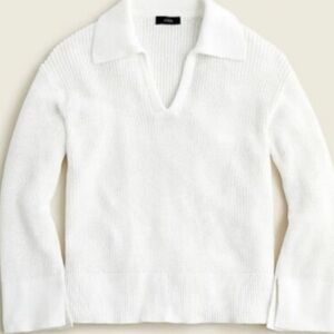 J.Crew Relaxed Collared Knit Sweater V Neck Long Sleeve Knit Polo Small